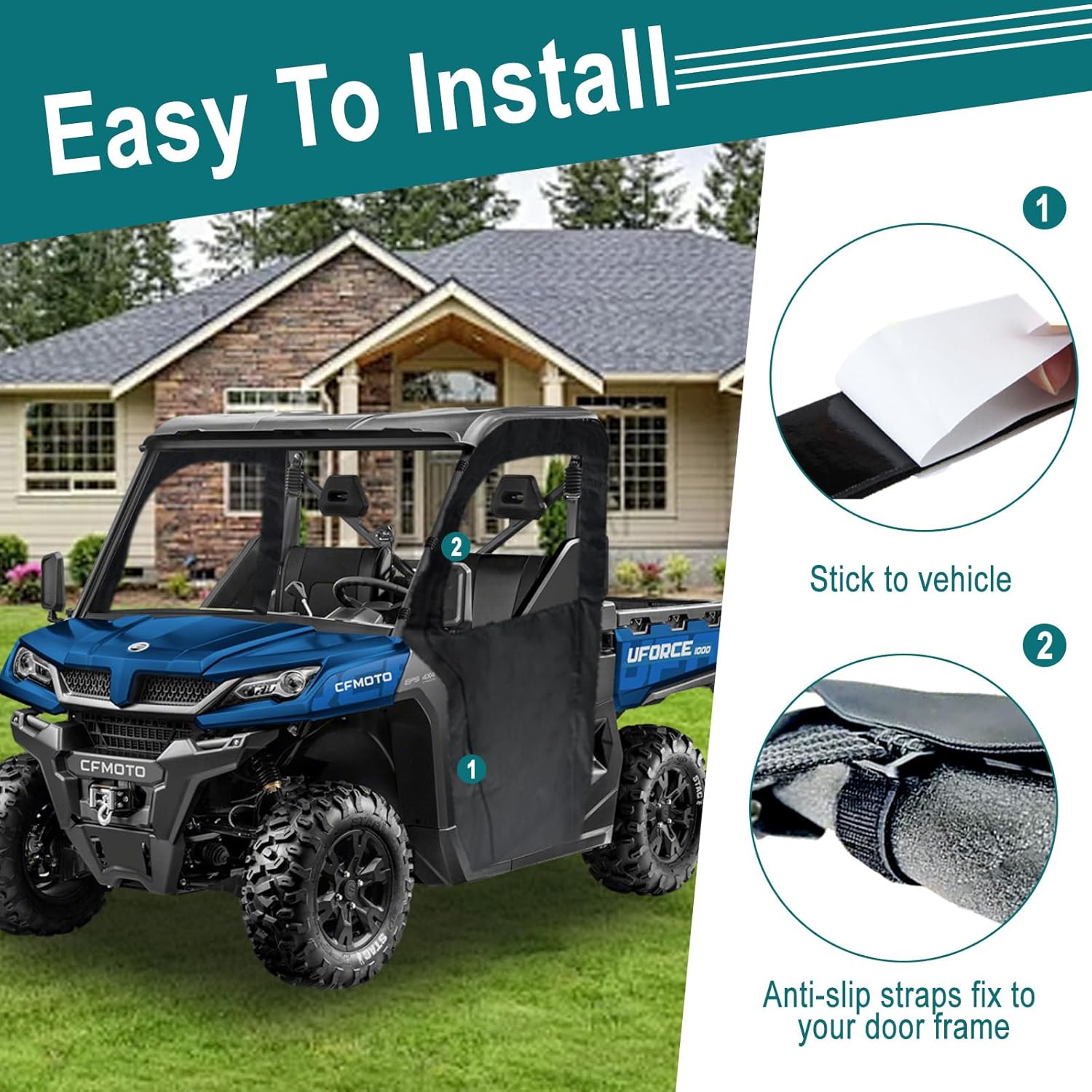 QYMOTO CFMOTO Uforce 1000 Doors with Zipper Window,Upgraded Zipper Water-Proof and Snow-Proof Soft Cab Enclosures Compatible with 2019+CFMOTO Uforce 1000