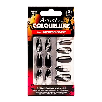 Artistic Colourluxe Pre-Designed Press-On Nail Tips Midnight Sparkle Kit