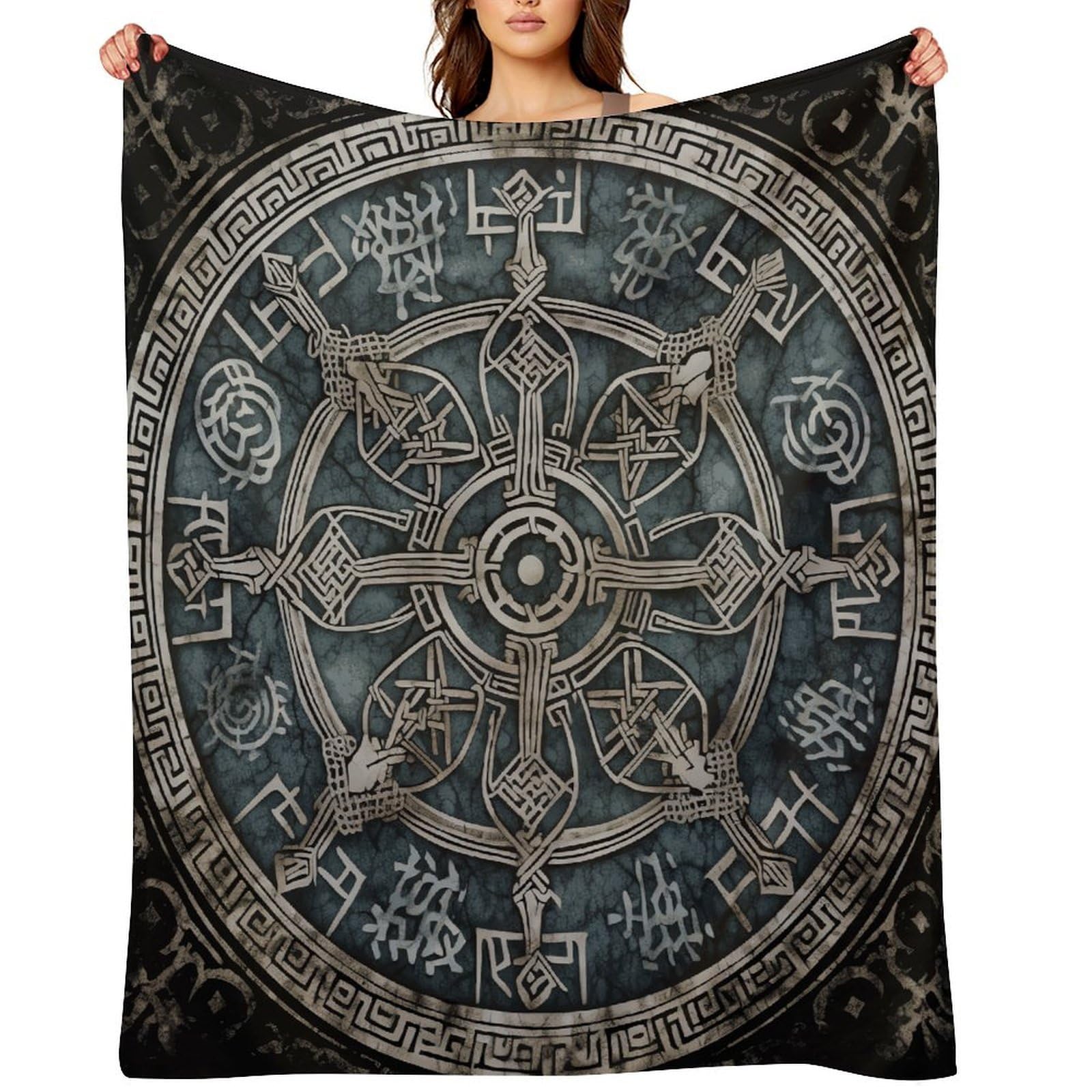 Flannel Fleece Throw Blanket - 30"x40" Super Soft Plush,Lightweight Wrinkle Resistant Cozy Helm of Awe Blanket for Couch Sofa Bed Travel Camping and Gift