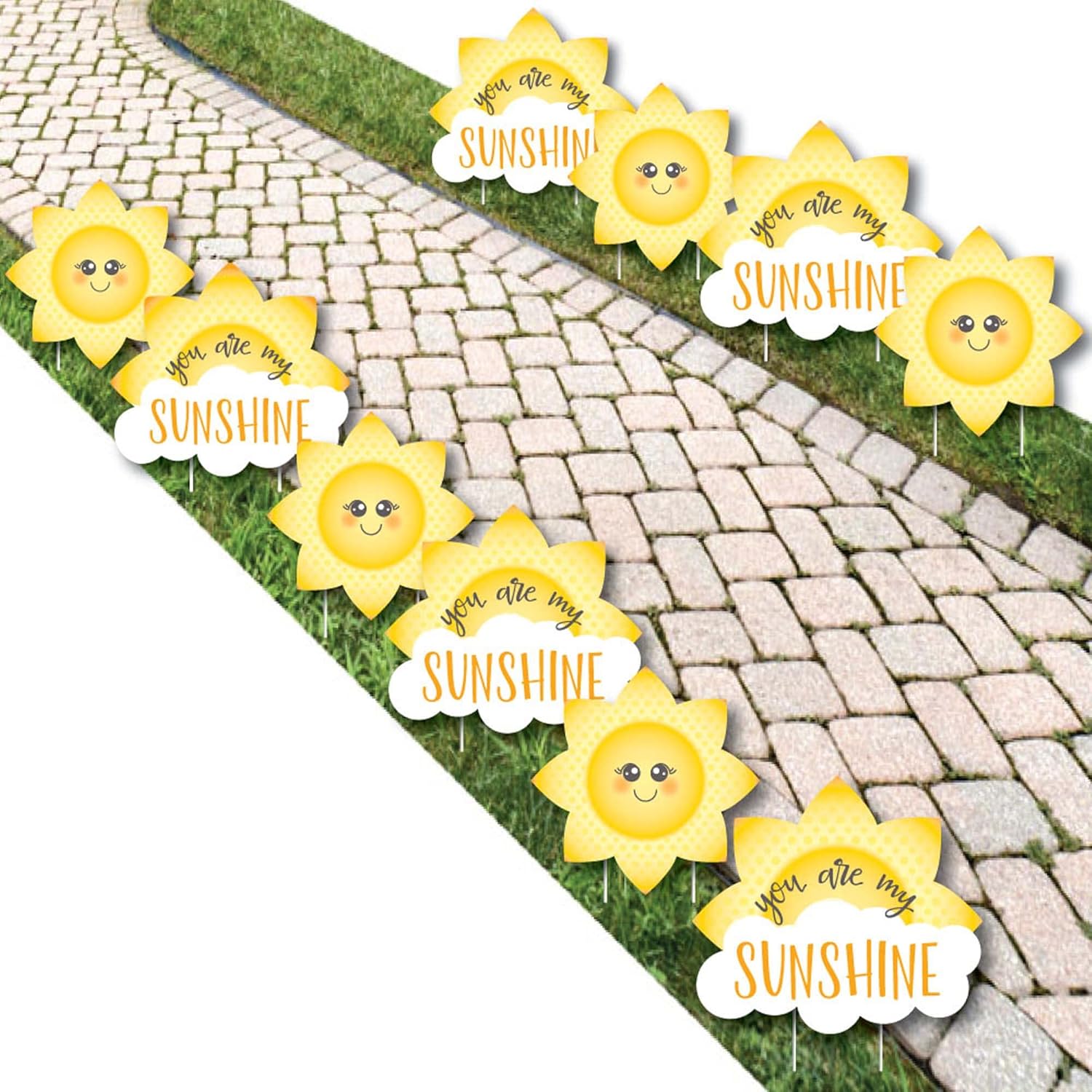 Big Dot of Happiness You Are My Sunshine - Sun and Cloud Lawn Decorations - Outdoor Baby Shower or Birthday Party Yard Decorations - 10 Piece