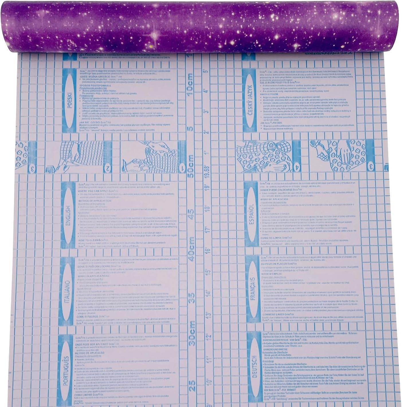Stars Shelf Drawer Liner 9.8 feet Long Self-Adhesive Furniture Countertop Lining Vinyl Paper Sheet Waterproof Wallpaper Roll (Purple Starry Sky, S-118.1x17.7 Inch)