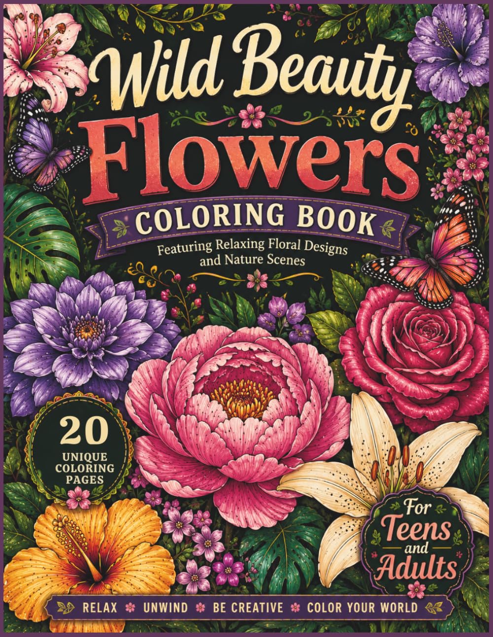 Wild Beauty Flowers: Wild Beauty Flowers: Adult Coloring Book with Beautiful Floral Designs, Blooming Gardens, Nature Scenes, and Relaxing Flower Illustrations (Wild Beauty Collection)