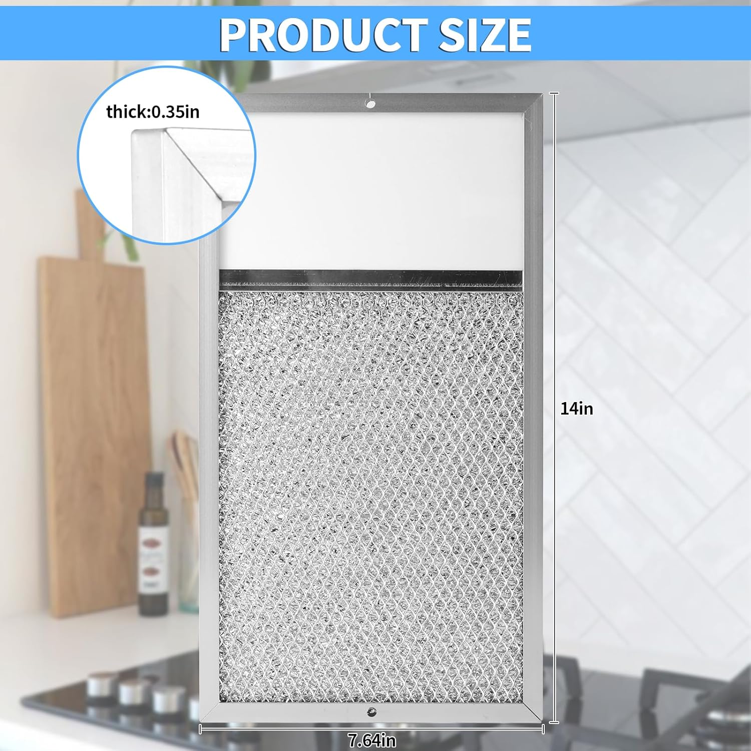 Range hood Filter with Light Lens Replacement for Broan R610027 SR610027 1568322 1568323 PM25WW PM25BL AL9245 Aluminum Mesh Grease Lens Range Hood Replacement Filter 7-5/8 x 14-1/8 x 3/8 Inch 2-Pack - Image 3