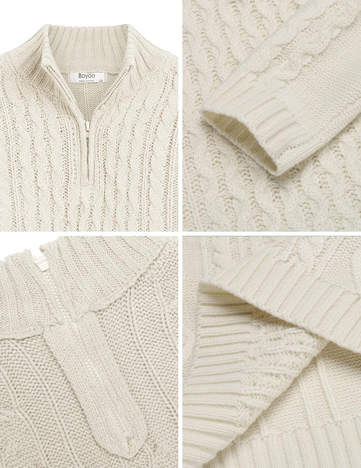 Boy's Cable Knitted Sweater Half Zip Lightweight Casual Pullovers for Kids 3-11 Years
