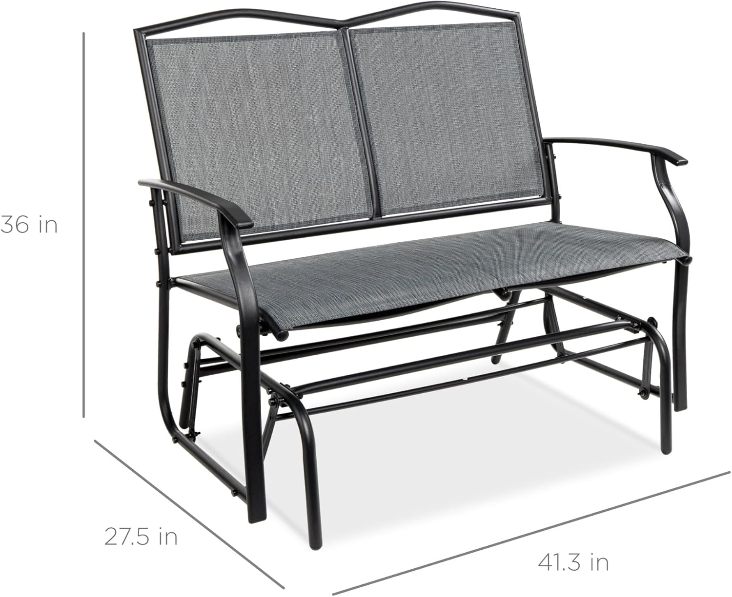 2-Person Outdoor Swing Glider, Patio Loveseat, Steel Bench Rocker for Porch Armrests - Resistant loveseat Looks Elegant in Any Outdoor Setting-rain or Shine (Gray)