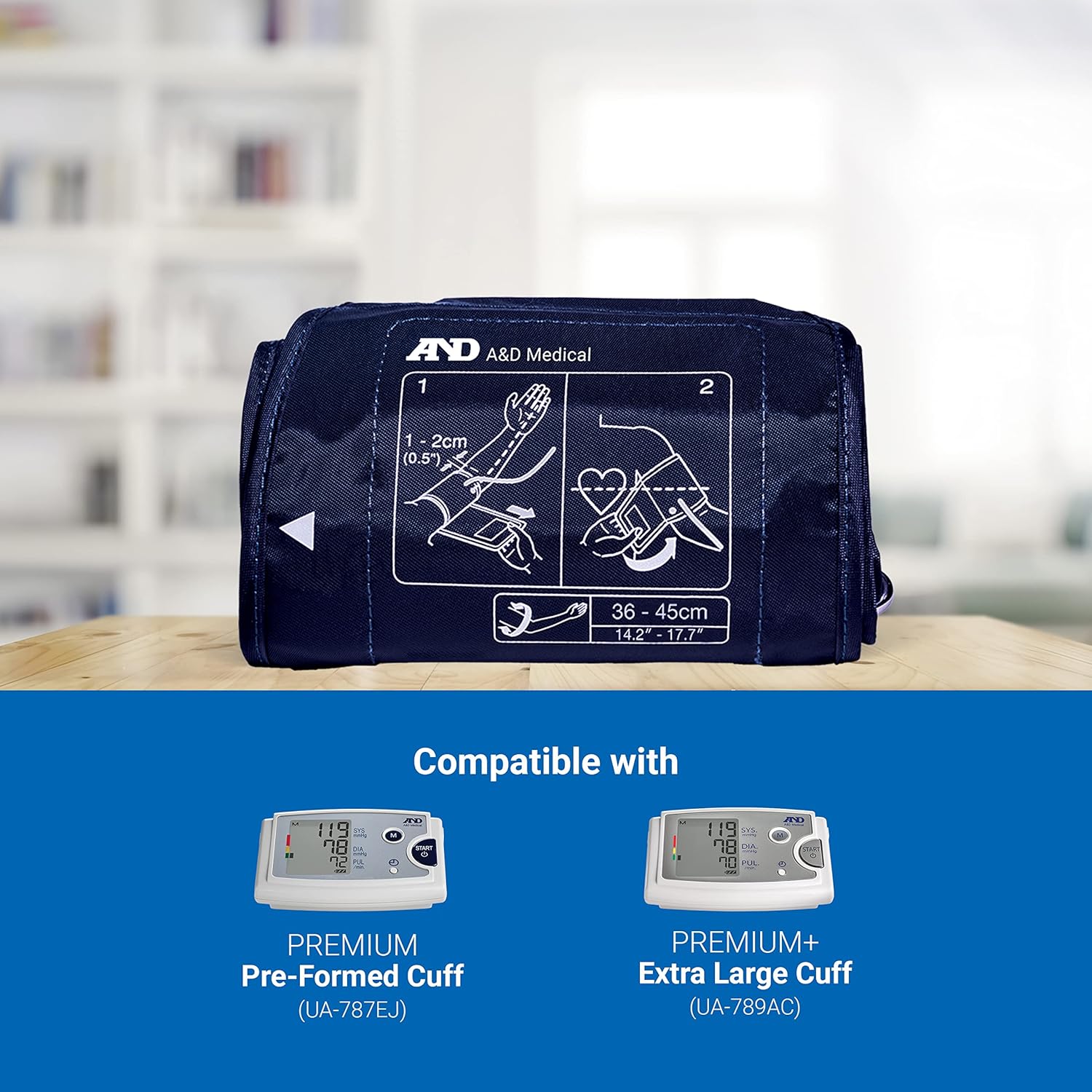 A&D Medical Blood Pressure Monitor Large Cuff Replacement (14.2–17.7"/36–45 cm), Latex-Free Blood Pressure Cuff, UA-281A ISO-Compliant Connector for A&D Medical UA-789AC, UA-787EJ BP Monitors image 2 of 6 B0BLT4LD5N