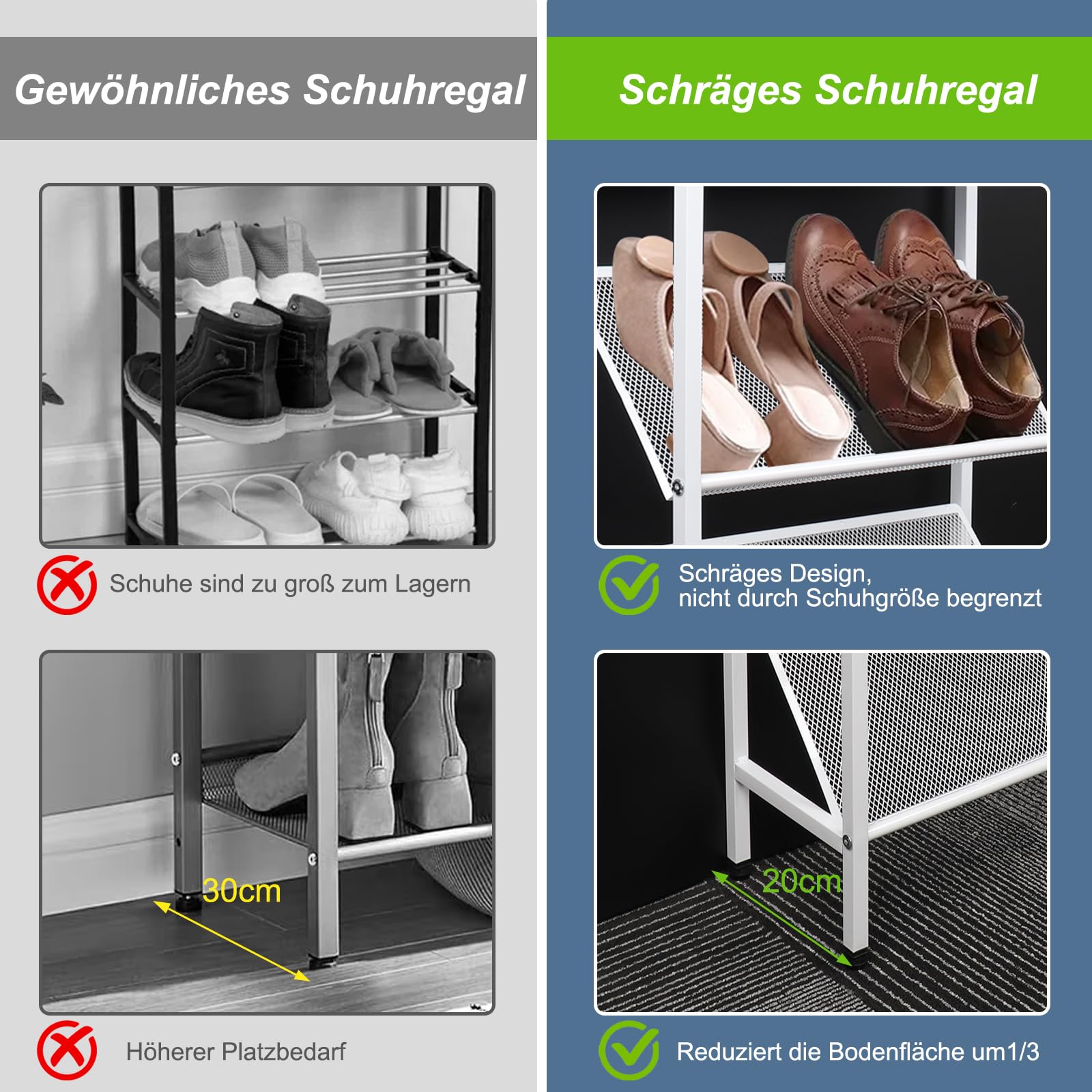 Schoenenrek, smalle schoenenkast, hal, flap, schoenenkast, schoenenkast met 3 compartimenten, ruimtebesparende schoenenkast voor entree, ideaal voor hal, duurzaam (afmetingen: 50 x 17 x 120 c