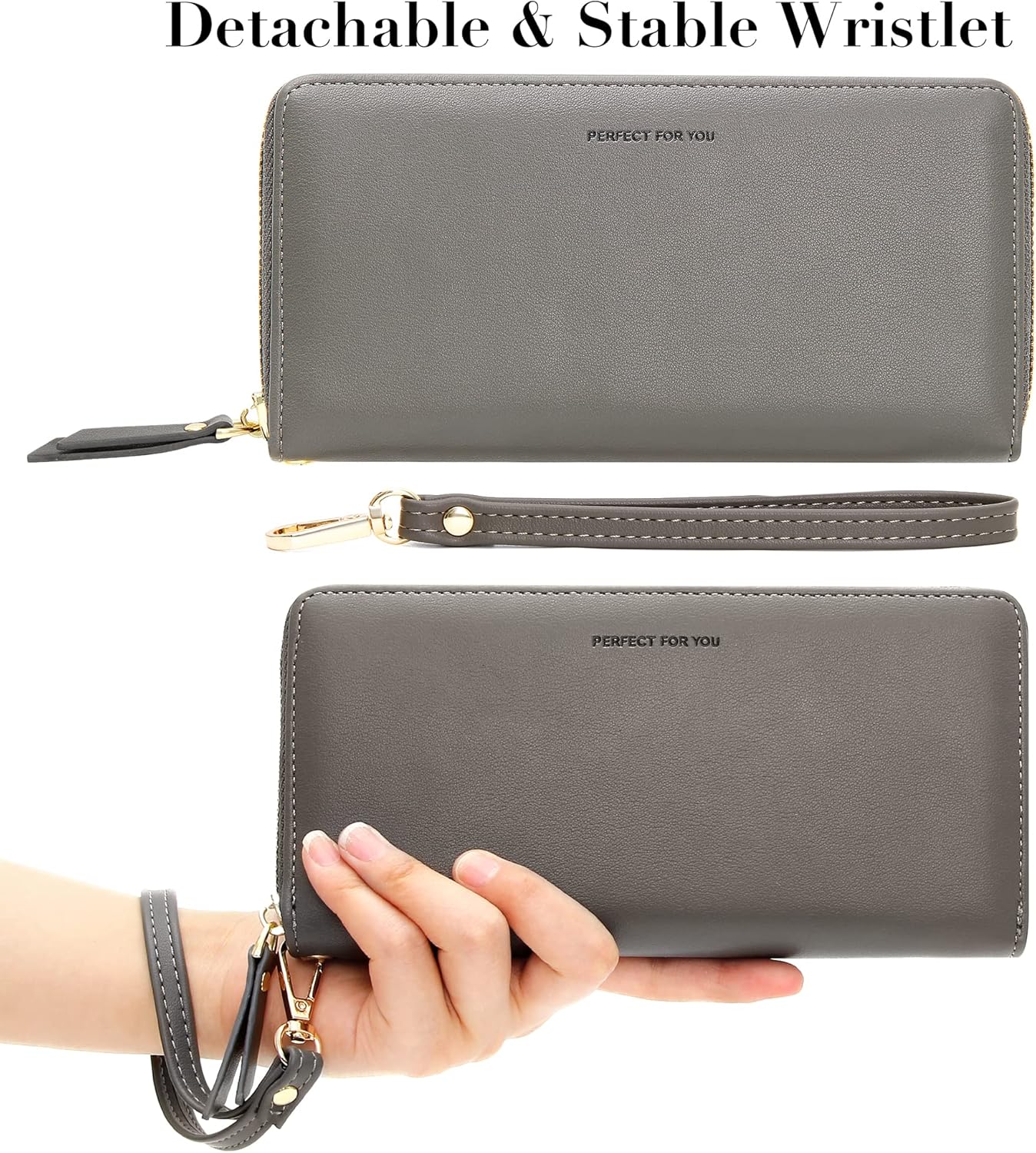 VOCUS Womens Wallet RFID Blocking Zip Around Wallet PU Leather Large Travel Long Purse Credit Card Holder with Wristlet - Image 5