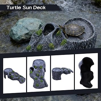 Reptile Hideout Cave Turtle Basking Platform With Ladder, Large Resin Habitat Decor, Resting Step Ledge Climbing Play Rest Shelter For Lizard Gecko Turtle Fish Amphibians Aquarium Terrarium