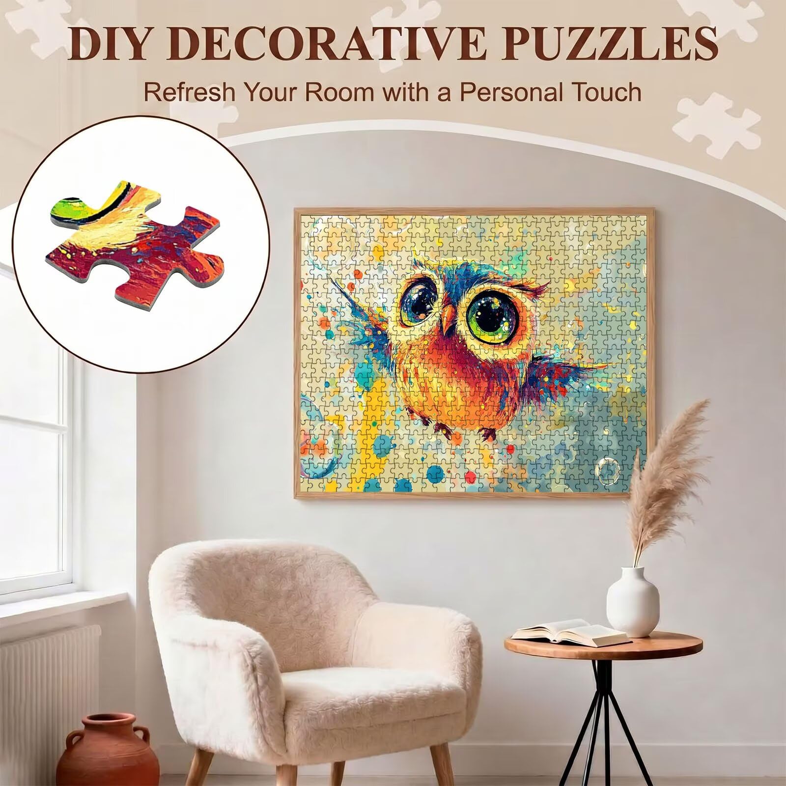 Carino gufo Puzzle 4000 Pezzi per Adulti, Puzzle in Legno - Collezione Classica con Poster Incluso - Sfida di Concentrazione e Passatempo Antistress, Gioco Educativo per Famiglia, 141 x 87 cm f0-571