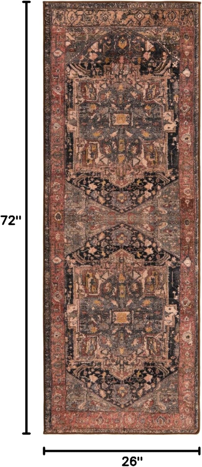 Rugs.com Medina Collection Rug – 6 Ft Runner Muted Rust Medium Rug Perfect for Hallways, Entryways