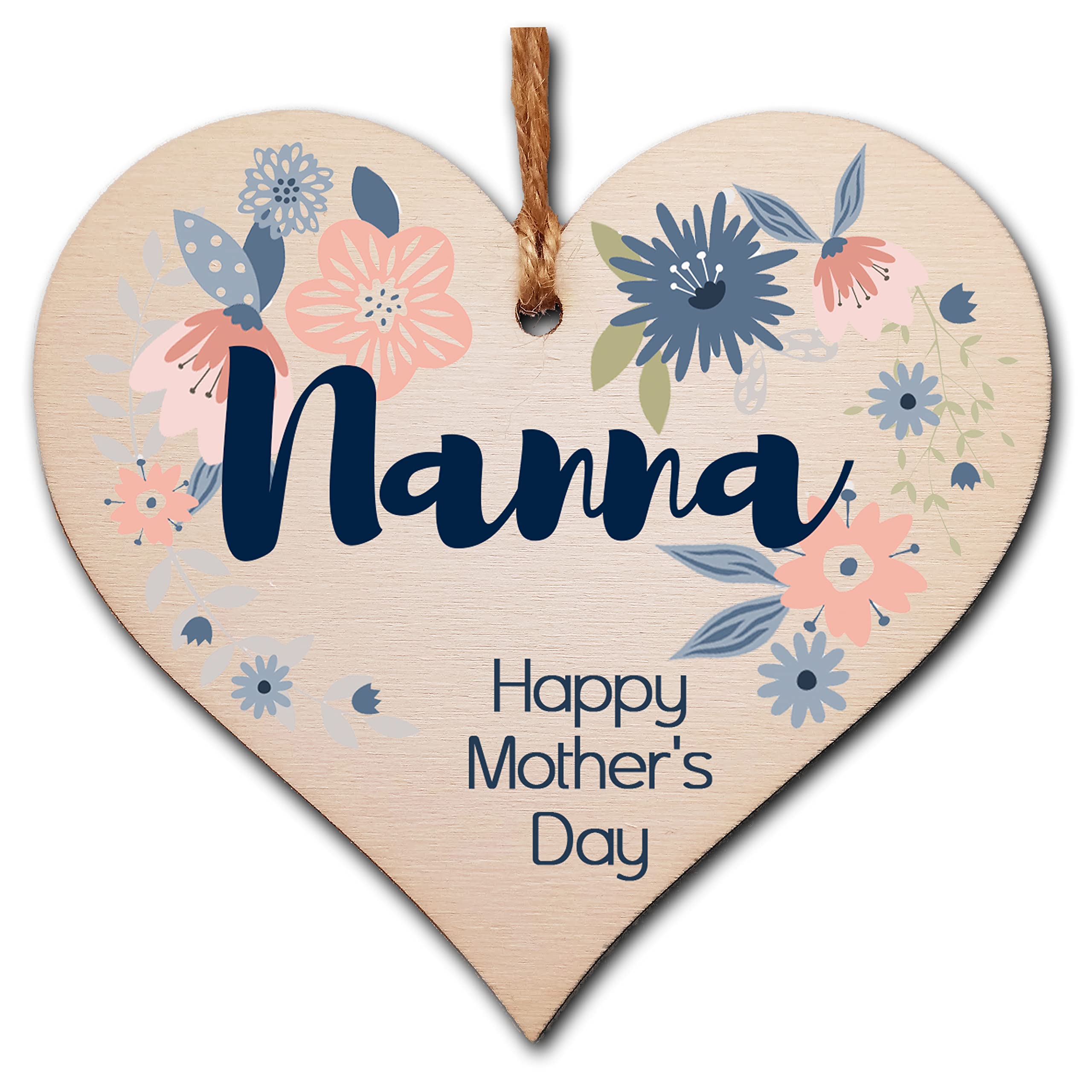 The Plum Penguin Nanna Handmade Wooden Hanging Heart Plaque Perfect For Stylish Floral Celebration Card Alternative From Grandchildren Beautiful Thoughtful Keepsake
