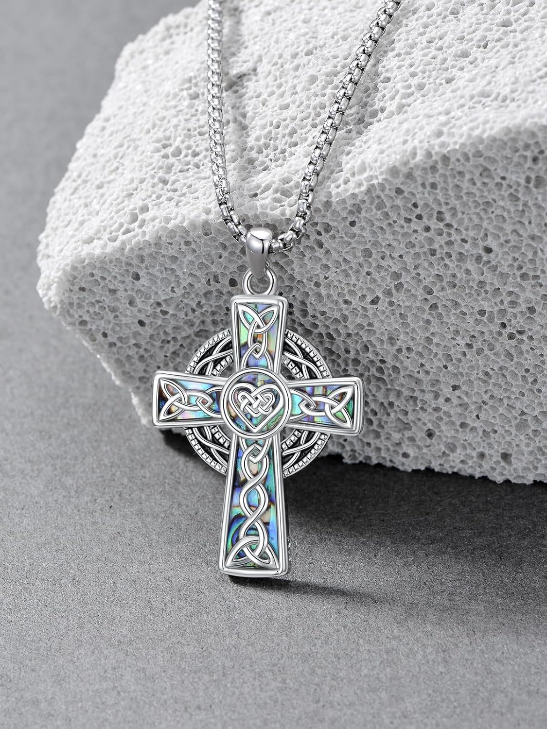 925 Sterling Silver Cross Pendant Necklace for Men Women, Christian Amulet Necklace Protection Jewelry Religious Faith Gifts (With Gift Box) - Image 2