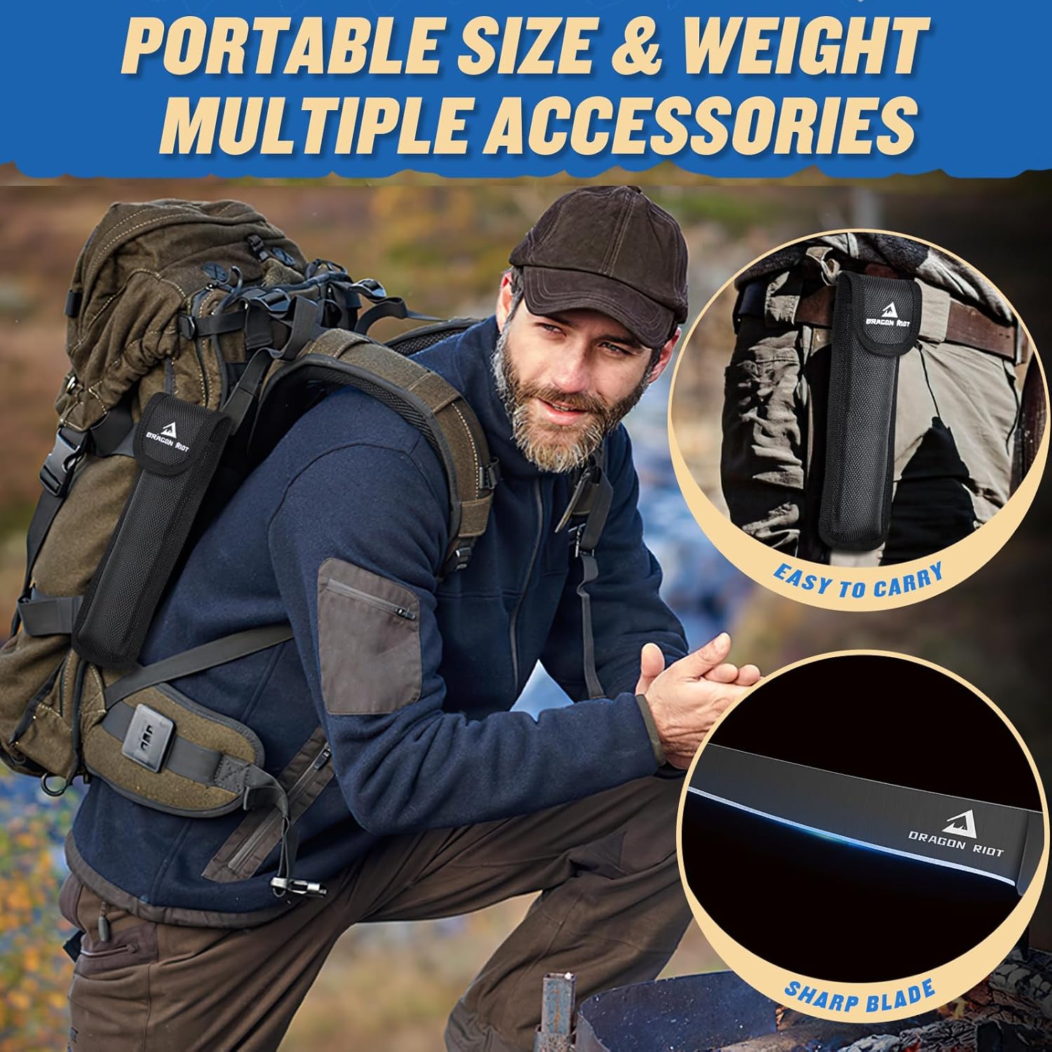 DRAGON RIOT Folding Fillet Knife Set for Fishing Camping Hunting, Boning Knife for Meat Cutting and Carving with a Easy Carrying Bag