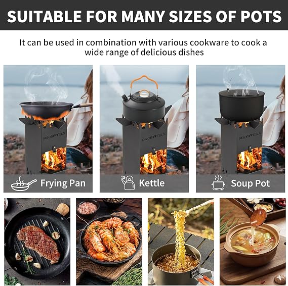 Portable Rocket Stove Wood Stove Backpacking Stove Windproof Design with Carry Bag Perfect for Backyard and Outdoor Cooking Small