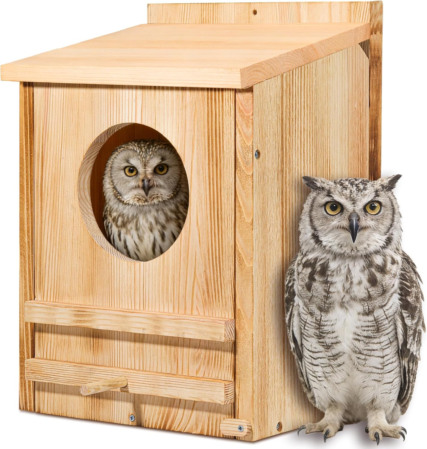 Large Barn Owl House,15.8*10.6*8.7IN Owl Nesting Box For Outside,Wooden Nest House,Large Handmade Bird Houses For Outside,Suitable For Wildlife Barn,Eastern Screech,Great Horned,Easy Assembly Required