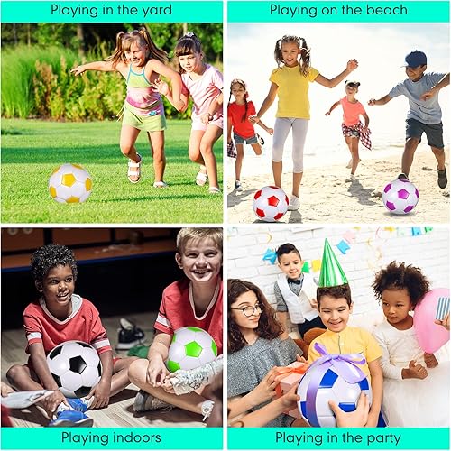 Miniatura 6 de HyDren Paquete de 12 pelotas de fútbol con inflador, tamaño oficial, para interiores y exteriores, entrenamiento, práctica, regalo deportivo,