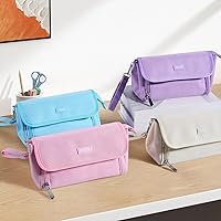 Vista 2 de Sooez Estuche para lápices súper grande, bolsa de lápices de gran capacidad con 3 compartimentos, capacidad para 100 lápices, linda bolsita