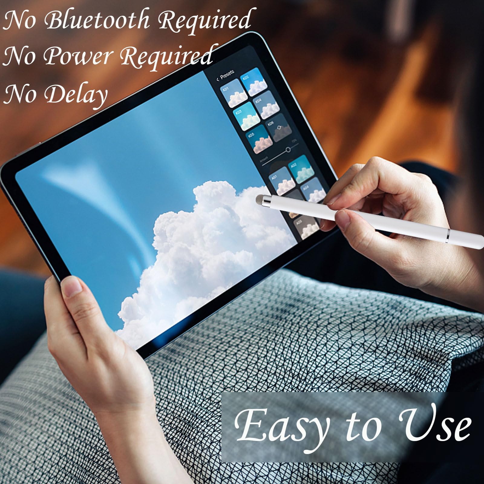 Disc Tablet Pen 2 in 1Tablet Pen per tutti i tablet con tappo magnetico, pennino capacitivo capacitivo compatibile con iPhone, iPad, Samsung, Chromebook, ecc. Bianco