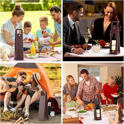 Miniatura 6 de ROSTELACK Bolsa de regalo de cuero para vino de 16.1 x 3.5 x 3.5 pulgadas, bolsa de regalo de vinos, bolsa de vino reutilizable con cierre de metal,