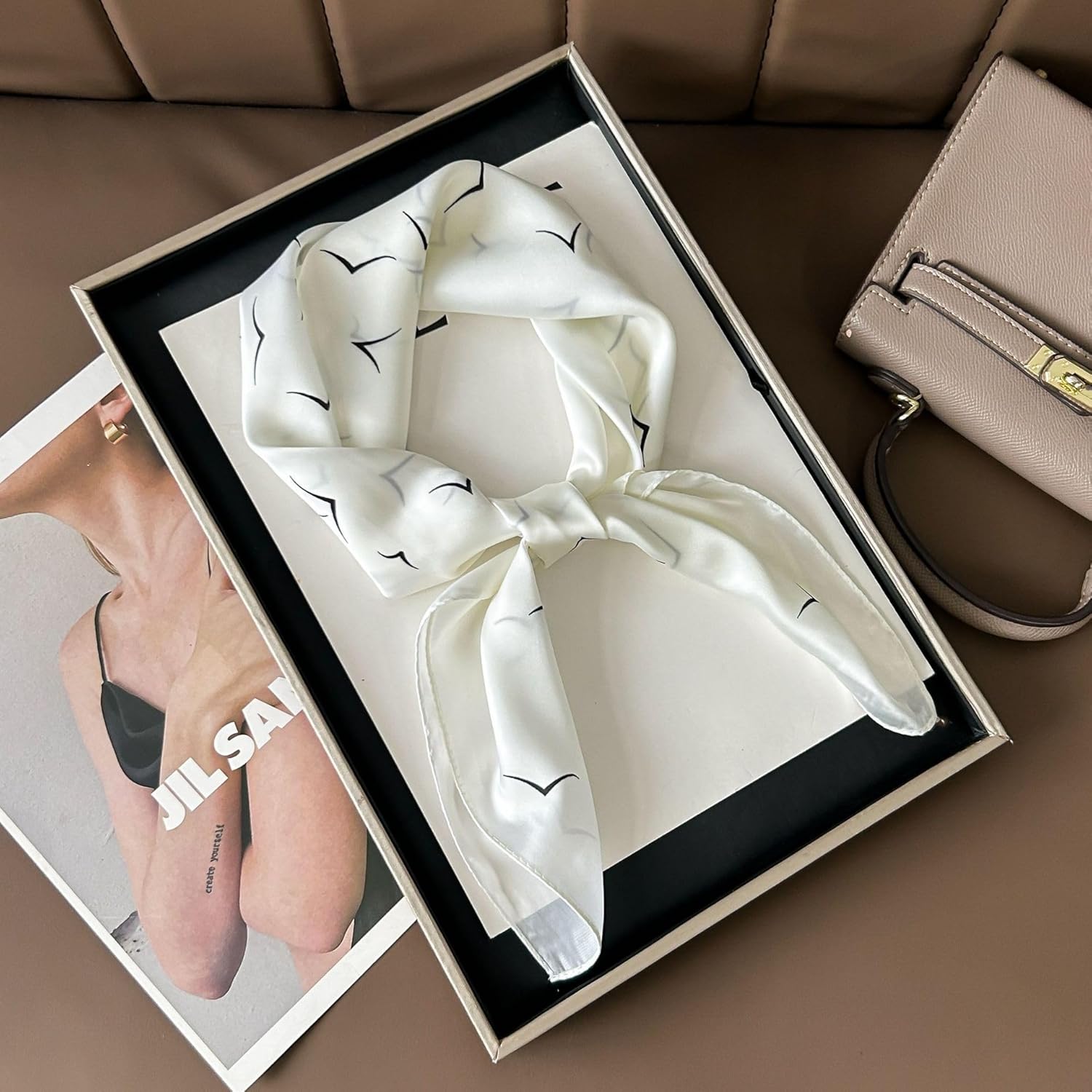 Satin Head Scarf Bandanas for Women Fashion Lightweight Silk Hair Scarves Neck Sleeping Headscarf Wrap 27.5" Square - Image 4