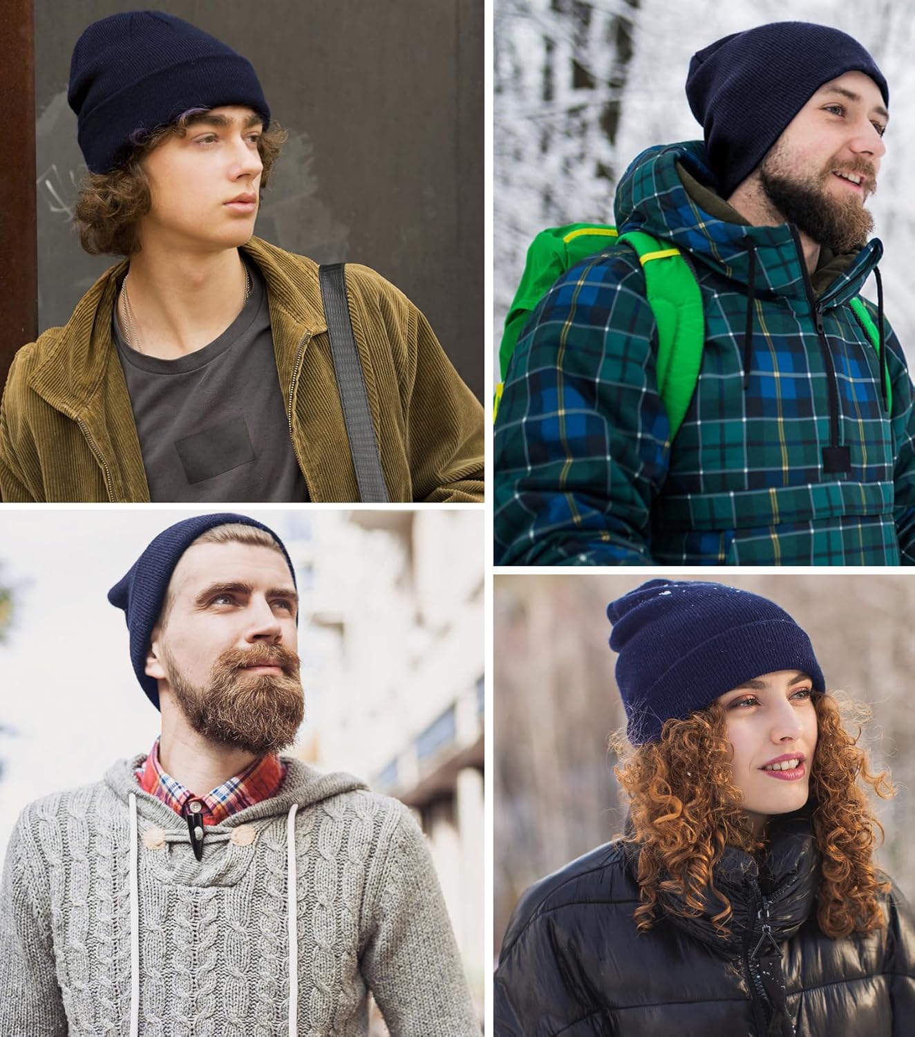 100% Cotton Beanie Hat Knit Winter Hats for Women Men, Slouchy Beanies Cuffed Skull Cap Womens Warm Ski Hat - Image 3