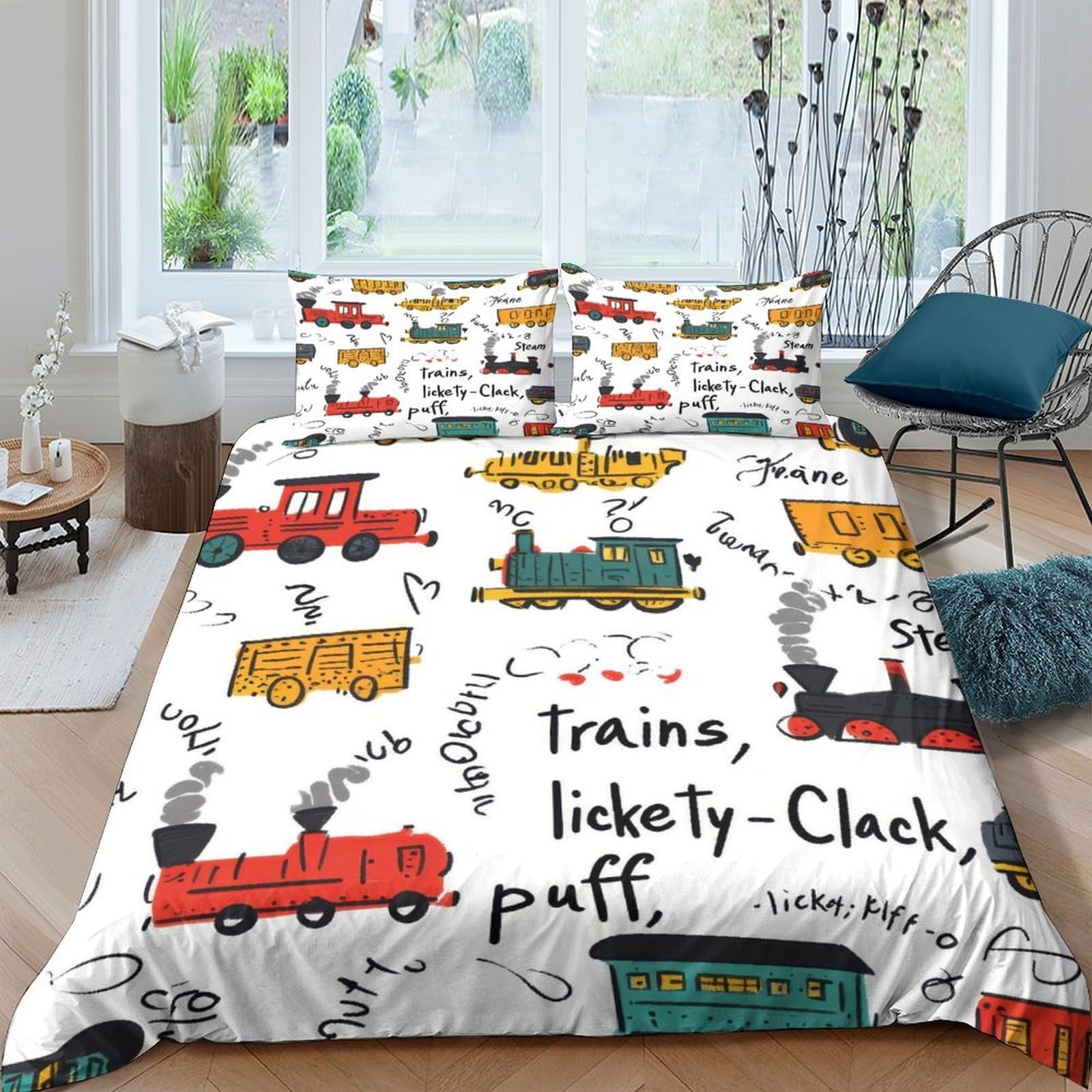 Ctjqhvkz Style-4 3D Printed Cartoon Train Fitted Sheet Microfiber Soft Breathable Colourful Railway Bed Cover For Bedroom Guest Room Decor Single（135X200cm）