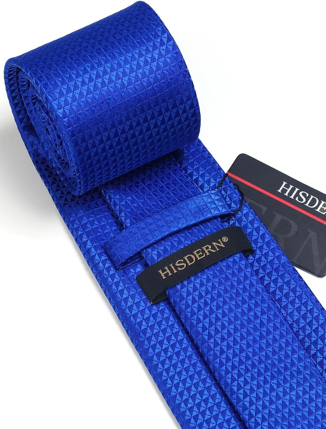 HISDERN Ties for Men Solid Houndstooth Neckties Handkerchief Formal Business Tie & Pocket Square Set Wedding Party - Image 6