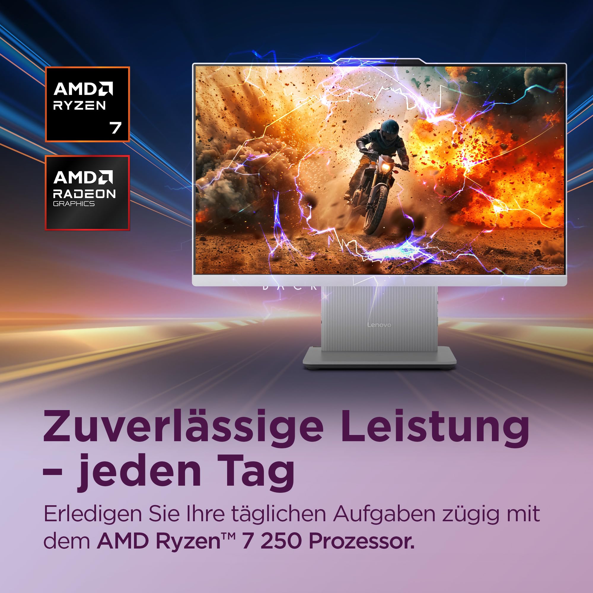 Lenovo IdeaCentre All-In-One AI-PC | 23.8"Full HD Display | AMD Ryzen 7 250 | 16GB RAM | 1TB SSD | AMD Radeon Grafik | Win11 | Augenschutz | Inkl.USB Maus-Tastatur | Cloud grau | 3 Monate Premium Care