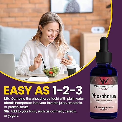 Miniatura 7 de WellnessOne Suplementos de fósforo iónico, líquido de fósforo de ácido ortofosfórico para dientes, salud ósea y apoyo energético, sin OMG, vegano,