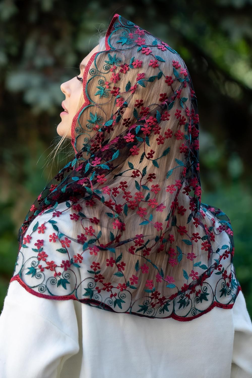 MariaVeils Catholic Mantilla Mass Infinity Veil Church Lace Veil Spanish Chapel Mass Head Covering Veil