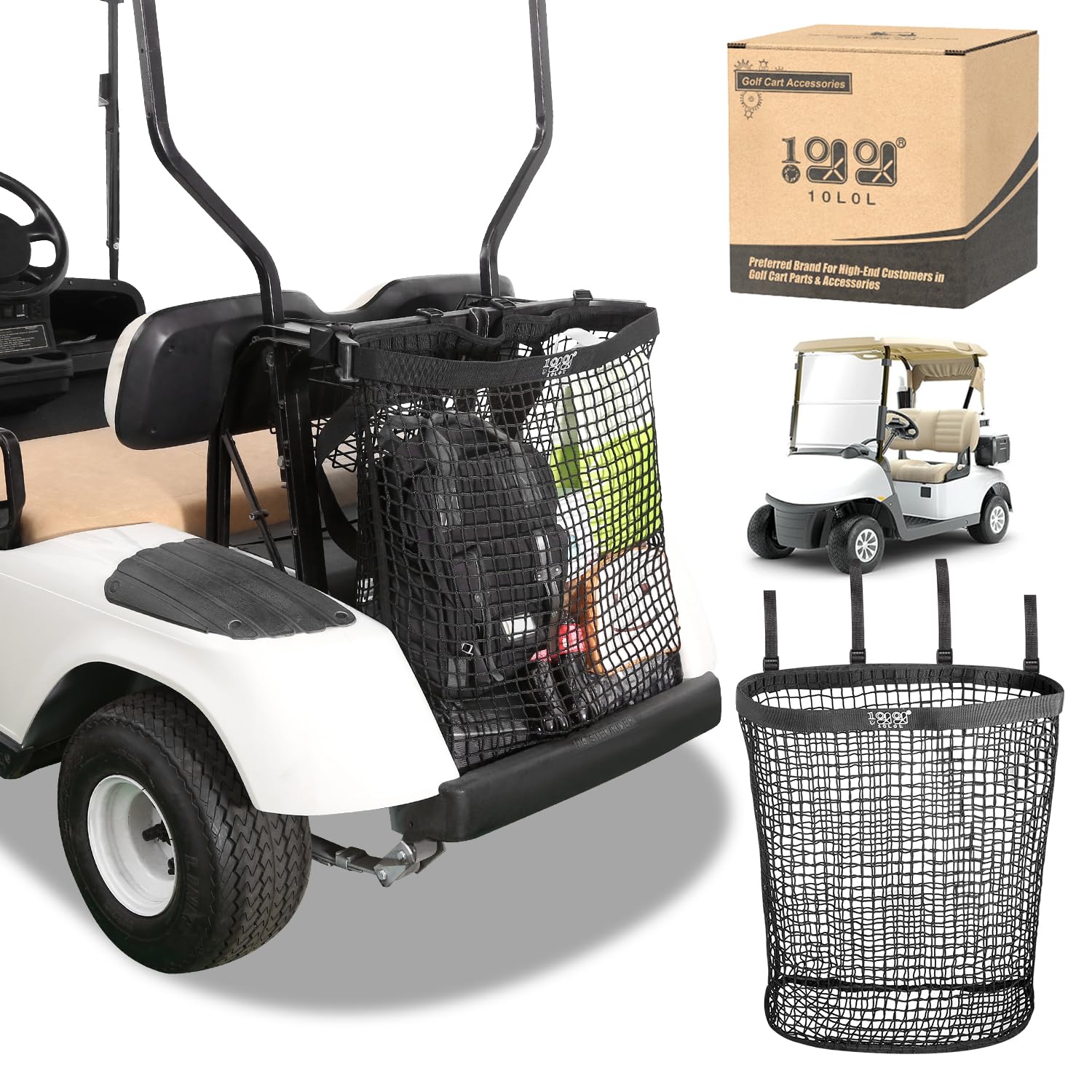 10L0L 2 Passagier-Golfwagen-Gepäcknetz für Yamaha, Club-Auto, EZGO, große Aufbewahrungstasche, einfache Golfwagen-Einkaufstasche
