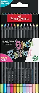 Faber-Castell Black Edition Colored Pencils, Neon &amp; Pastel 1 Count (Pack of 12)