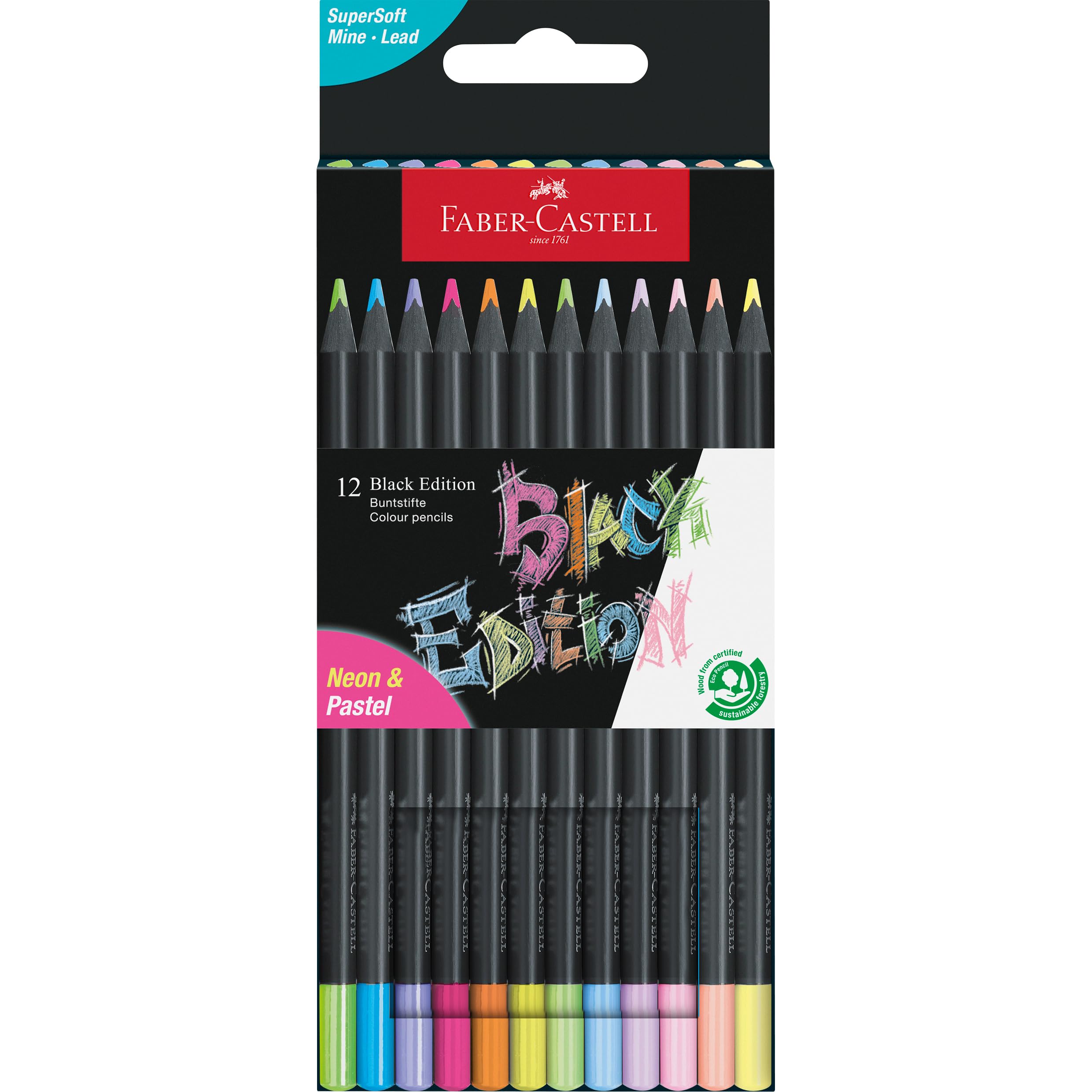 Amazon | Faber-Castell ブラックエディション 色鉛筆 缶 - 12本