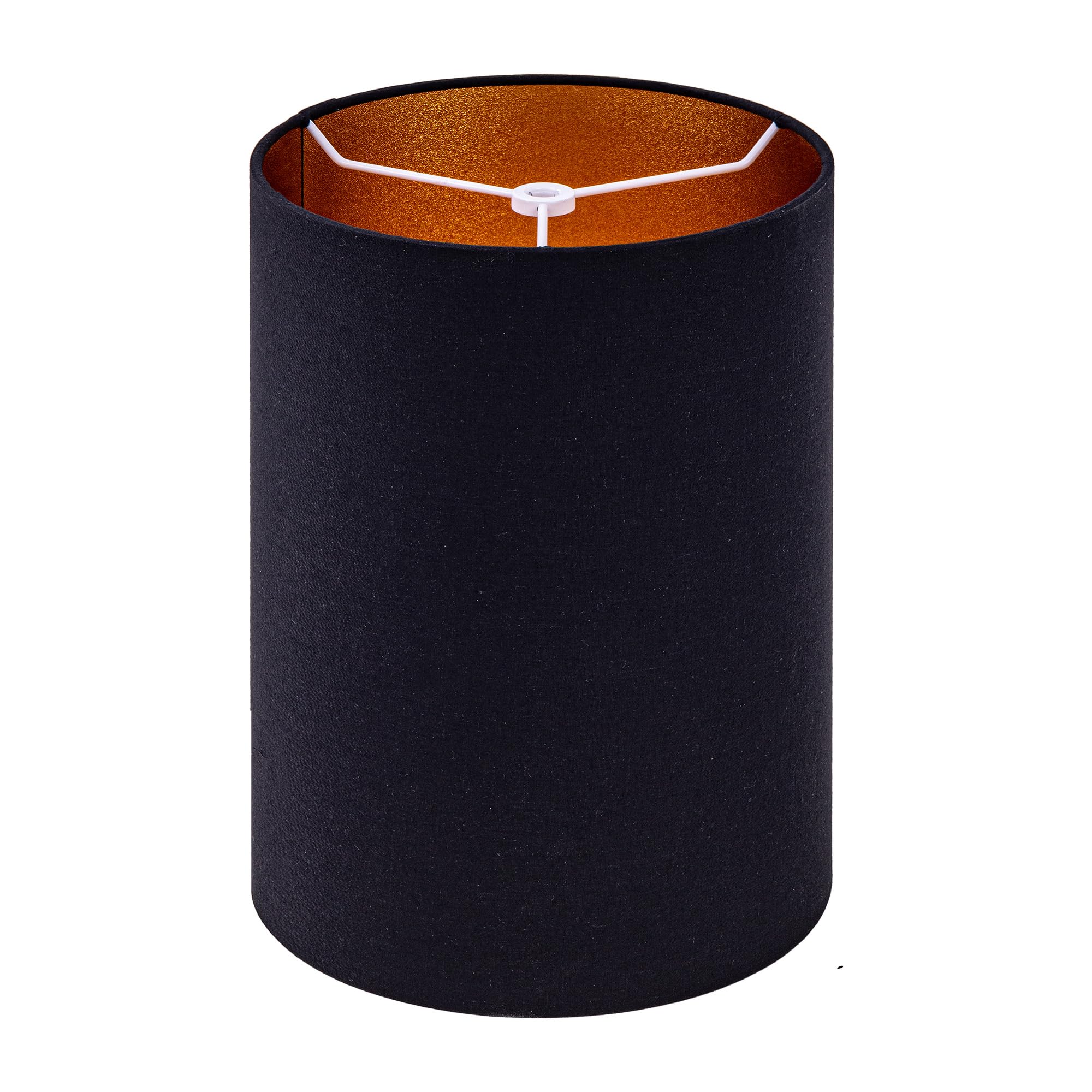 Wellmet BlackGold 8"x 8"x11" Lampshade, No Assembly Required, Classic Modern Lmap Shade for Table Lamp, Bedside Lamp, Floor Lamp, Fabric Drum Lampshade, Spider Fitter