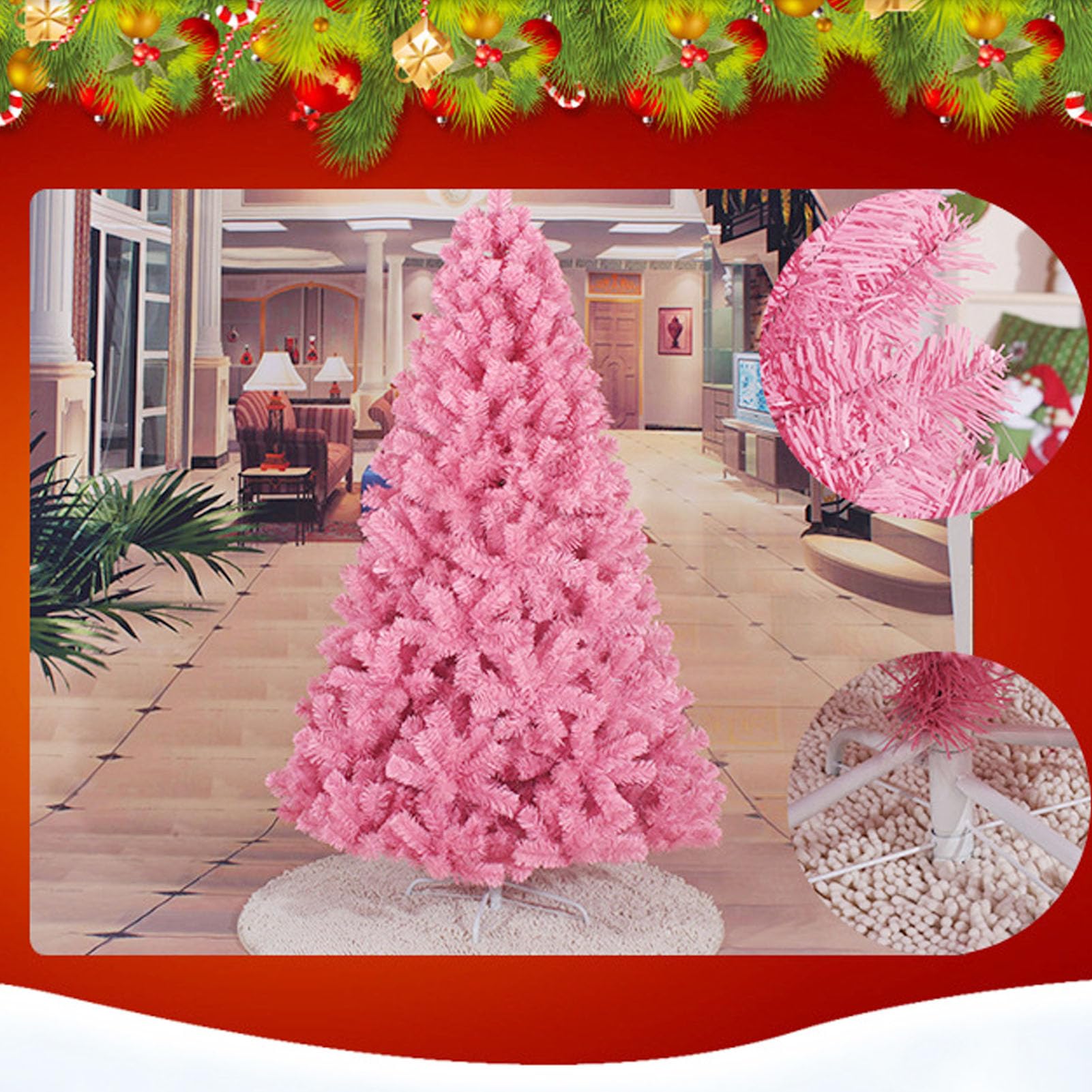 Árbol de Navidad Artificial Rosa de 6 pies |El PVC Retardante de Llama Elimina el Riesgo de Incendio |Decoración de Soporte Resistente para salón/jardín/Oficina |Árbol de Navidad (1.2m / 3.9ft)