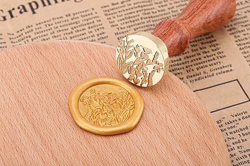 Miniatura 6 de Yoption Sello de cera de flores y pájaros, sello de plantas vintage para invitaciones de boda, sobres de embalaje de regalo