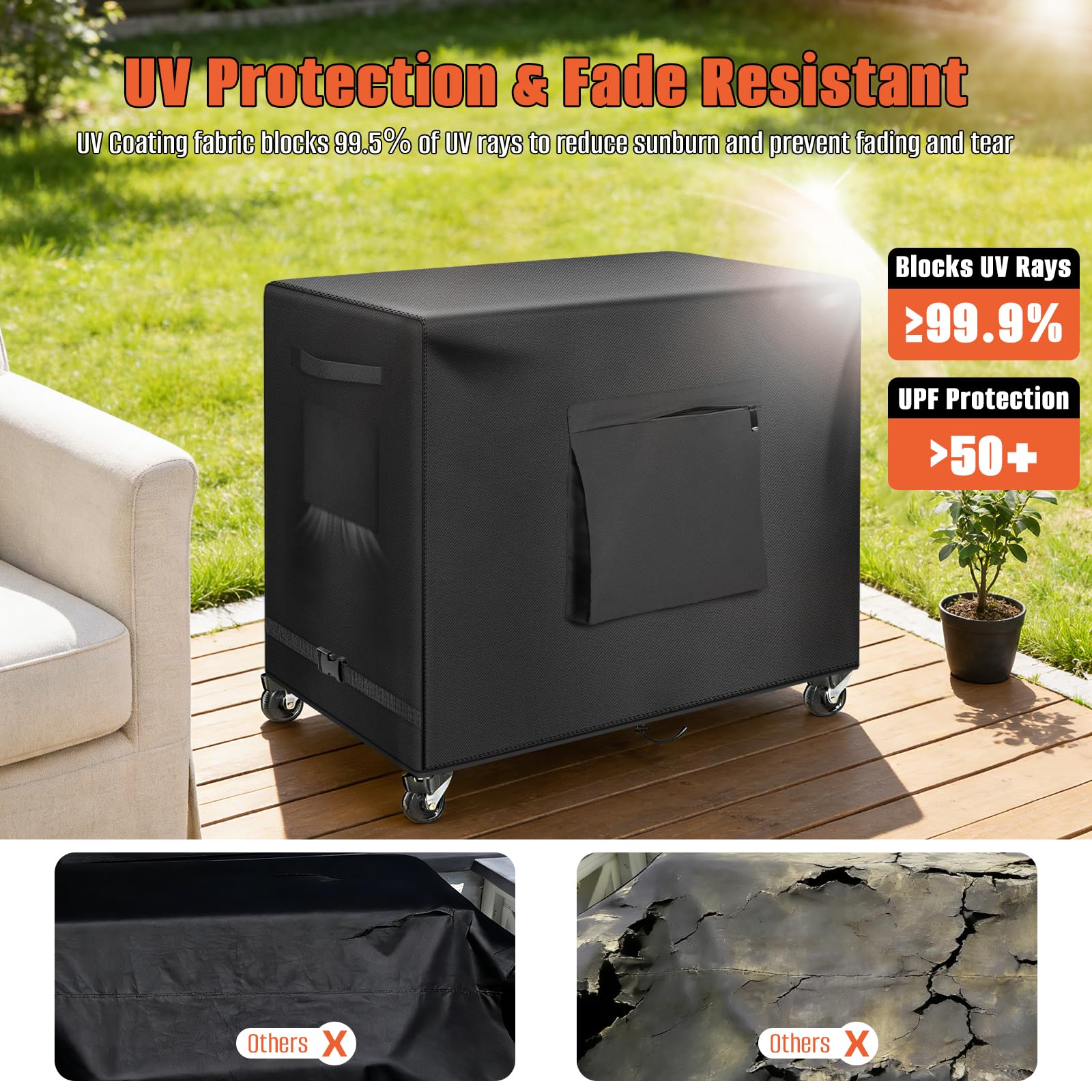 Kovshuiwe Housse de table de préparation d'extérieur de 132,1 cm pour table portable Keter Unity XL, armoire de rangement, housse de chariot de barbecue de jardin, housse imperméable en PVC 600D (132
