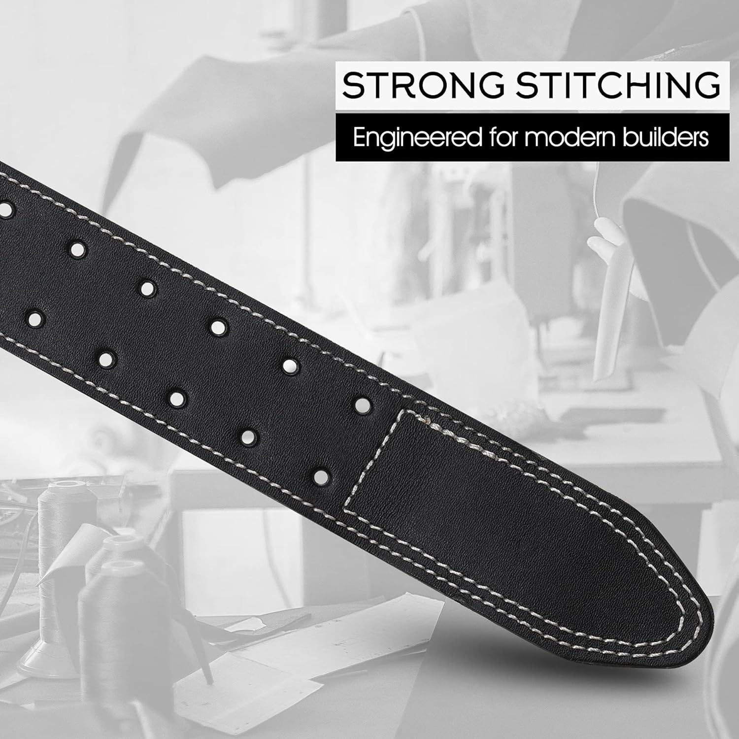 FUERI Black Heavy-Duty Full Grain Leather Work Belt for Men | Adjustable tools work belt for Suspenders and Pouches for Carpenters, Contractors, Electricians, Framer and Ironworker
