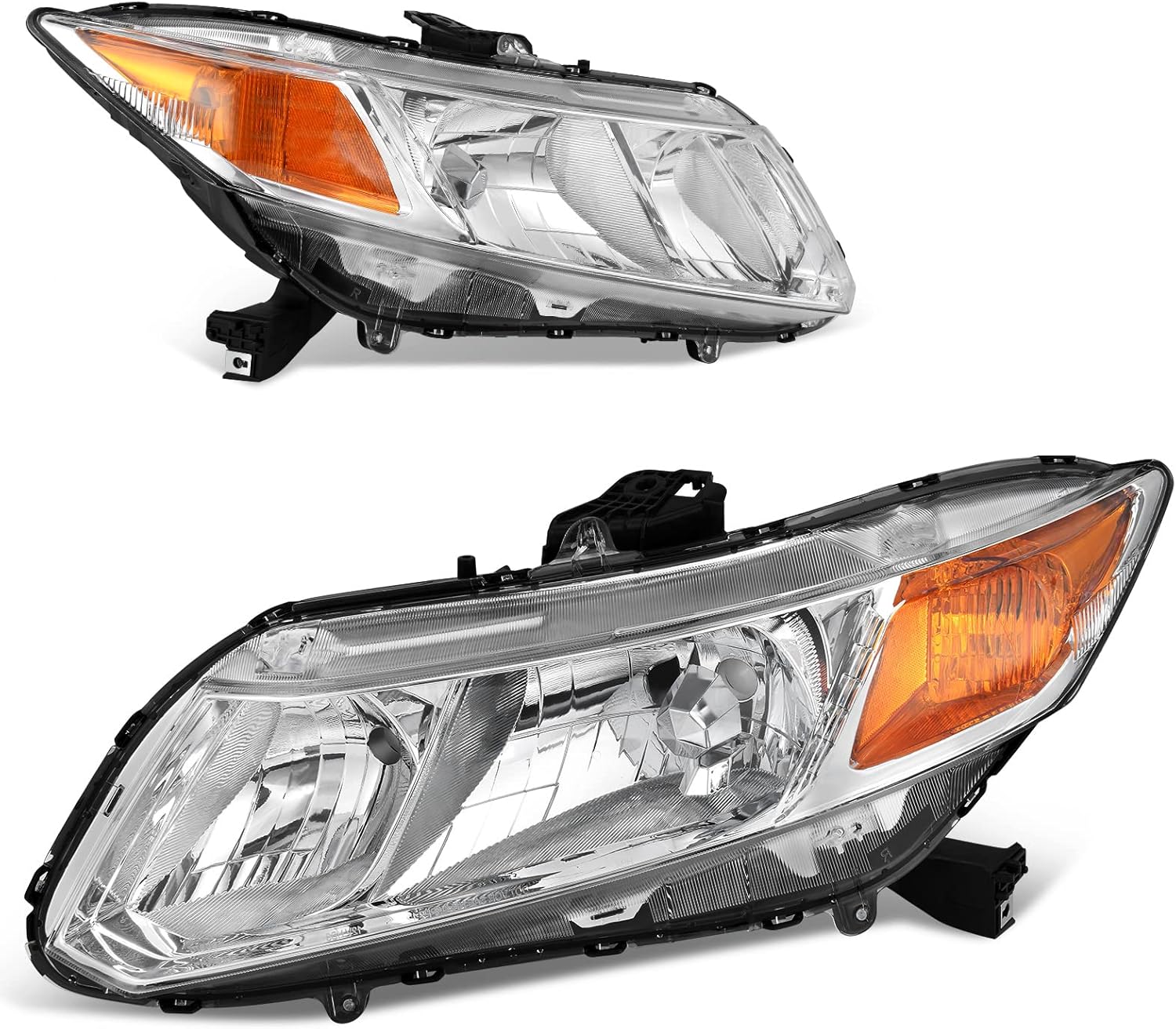 AUTOSAVER88 Headlights Assembly Compatible with 2012 2013 2014 2015 Civic Sedan 4-Door 2012-2013 Civic Coupe 2-Door OE Headlamp Replacement Headlight Chrome Housing