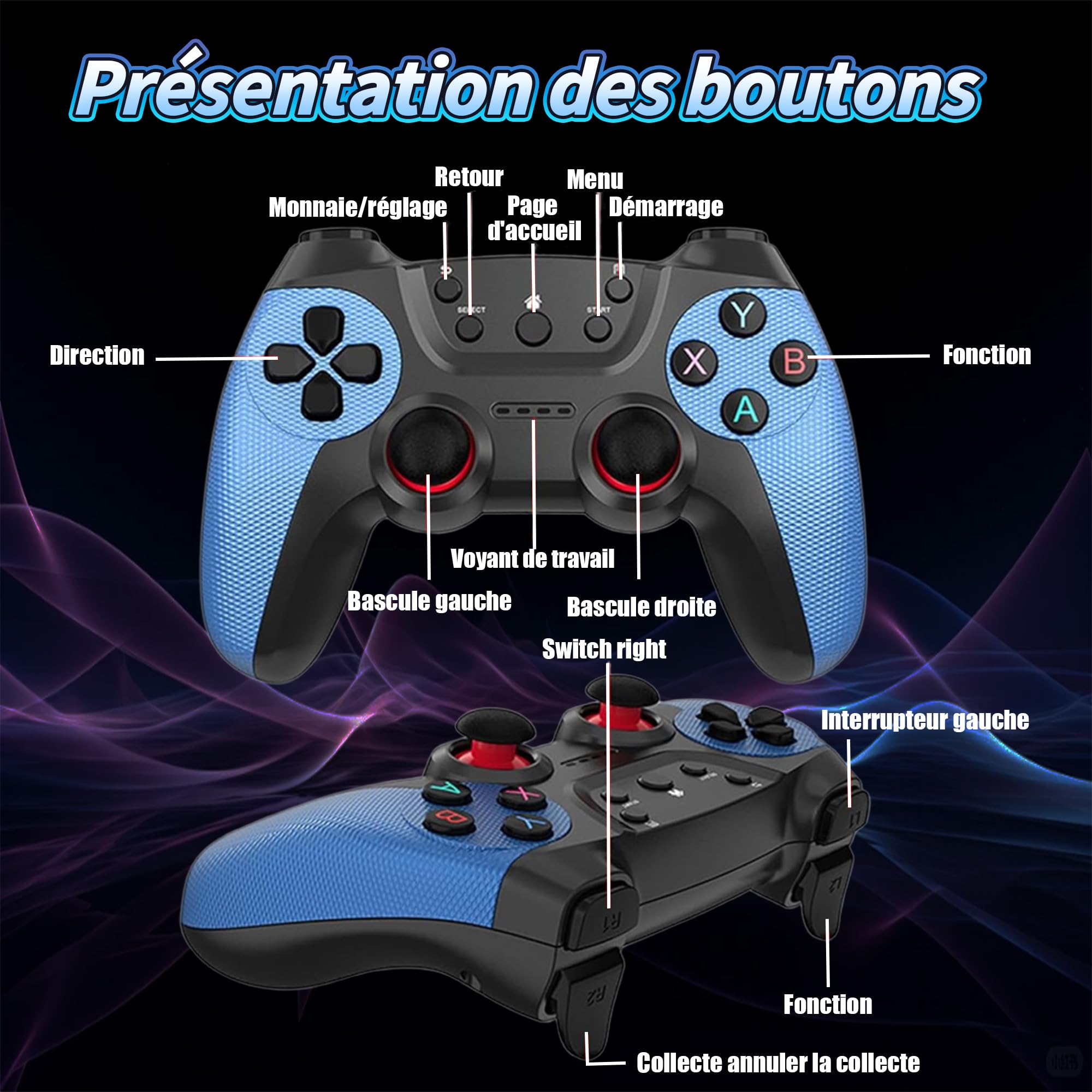 X2 Bleu Console de Jeux Retro 4K, Émulateur pour Console Vidéo, 70 000+ Jeux Rétro Intégrés, 50+ Émulateurs, Clé de Jeu Vidéo Plug and Play pour TV (256Go, Manette sans Fil Rechargeable)