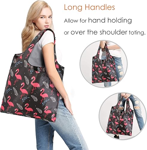 Vista 32 de BeeGreen Bolsas para comestibles, lavables a máquina, paquete de 12 bolsas extragrandes reutilizables, resistentes, plegables con banda Moss Marrs