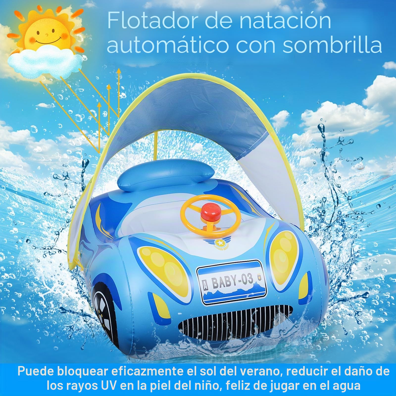 Flotadores para Bebes con Asiento Flotador Bebé Flotador Niños Anillo de Natación Inflable para Bebé Asiento de la Piscina Flotador Hinchable para niños y bebés de 6 a 36 Meses