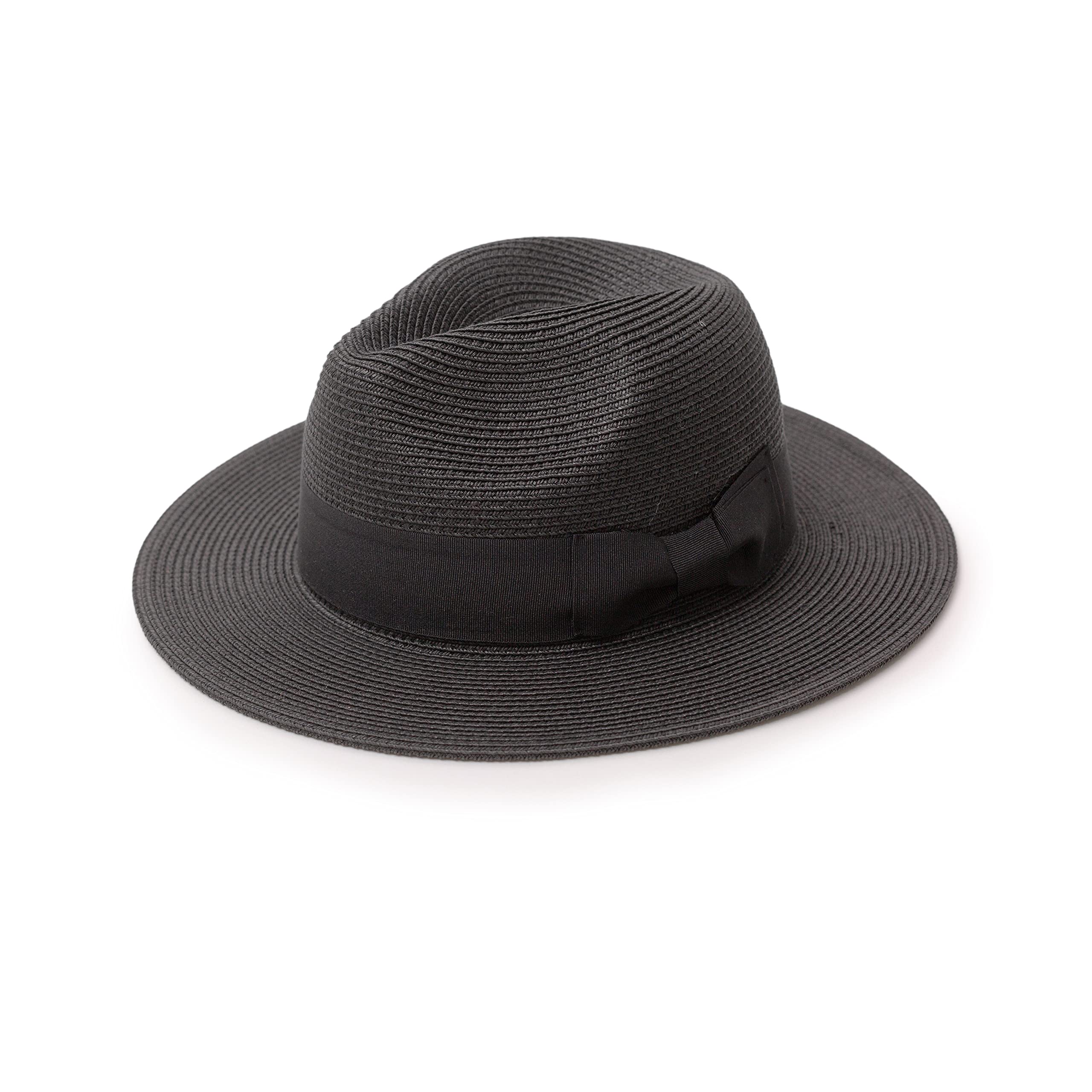 Photo 1 of Joywant Men's Kyle Sun Straw Fedora Hat, UPF 50+ Packable Beach Panama Hat for Men One Size Black