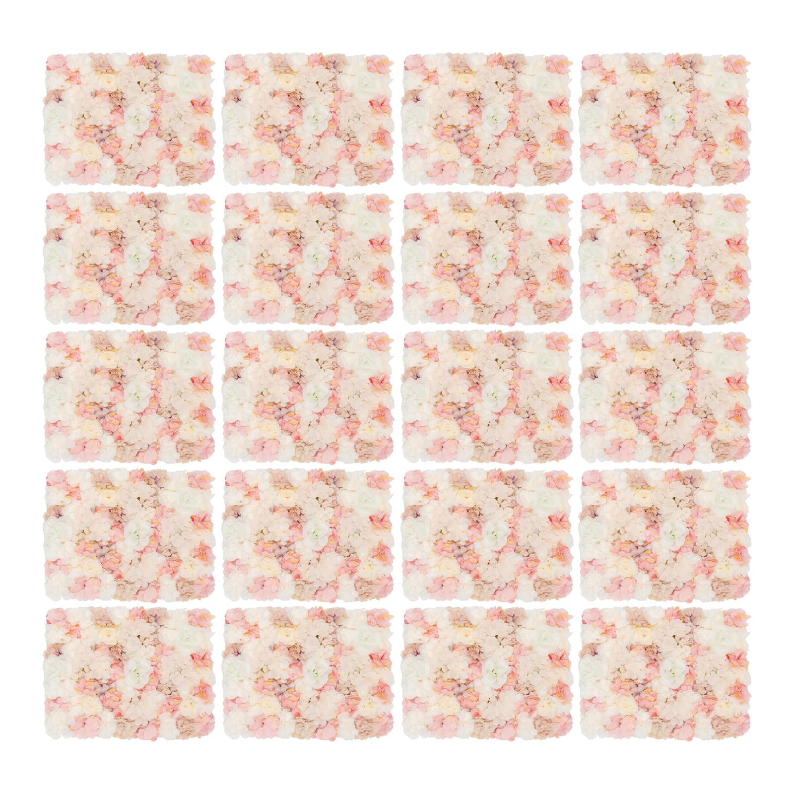 Künstliche Blumenwand, Kunstblumen Wandpaneele 20er Set, 60x40 cm | Seidenstoff, Wanddeko Blumen, für Hochzeit, Valentinstag, Zuhausedekoration