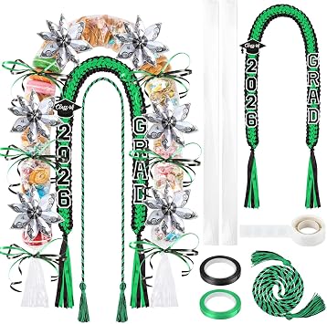 YLOLUL 16 Pcs Graduation Leis 2026 Graduation Candy Lei Kit with Honor Cord Class of 2026 Graduation Ribbon Money Lays Necklace Graduation Gift Party Accessories for Women Men