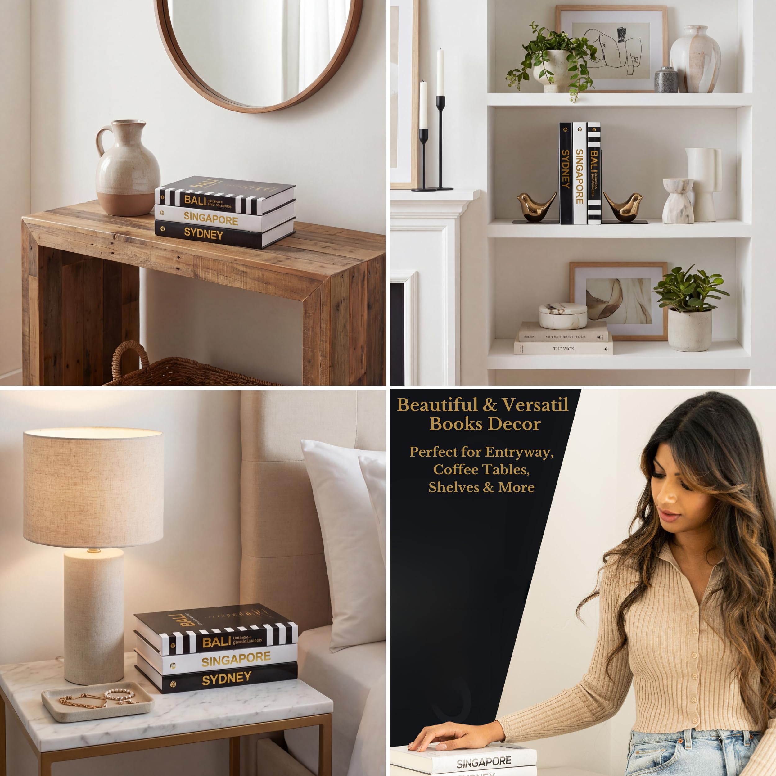 Libri decorativi per la casa, libri decorativi per tavolino da caffè, libri decorativi con copertina rigida, libri finti per libreria, set di 3 libri di design alla moda
