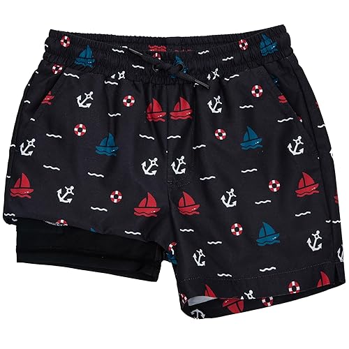 Rokka&Rolla Boys' Swim Trunks with Boxer Brief Liner Compression Anti