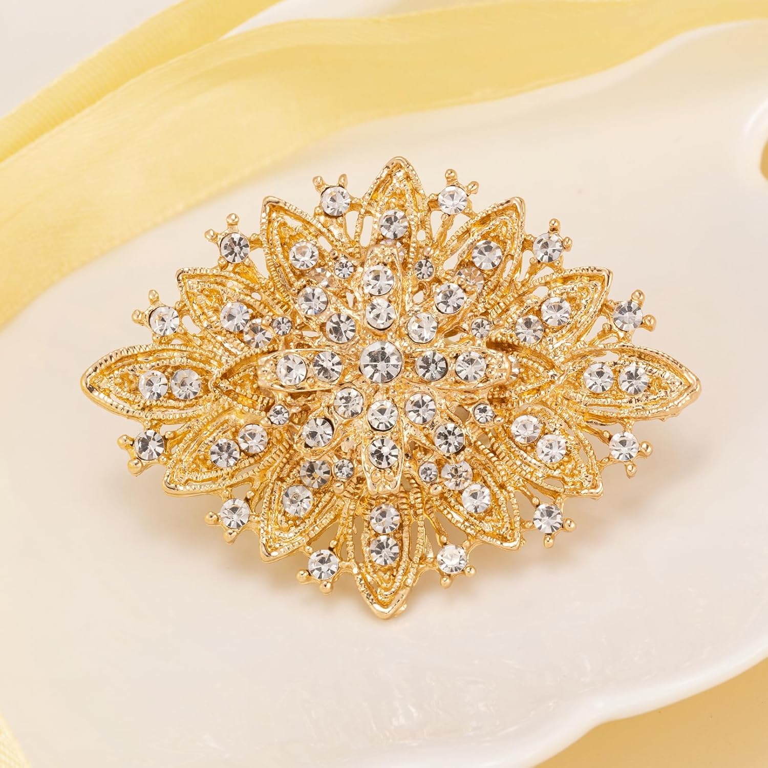 Vintage Art Deco Crystal Rhinestone Brooch Pin for Women - Image 3