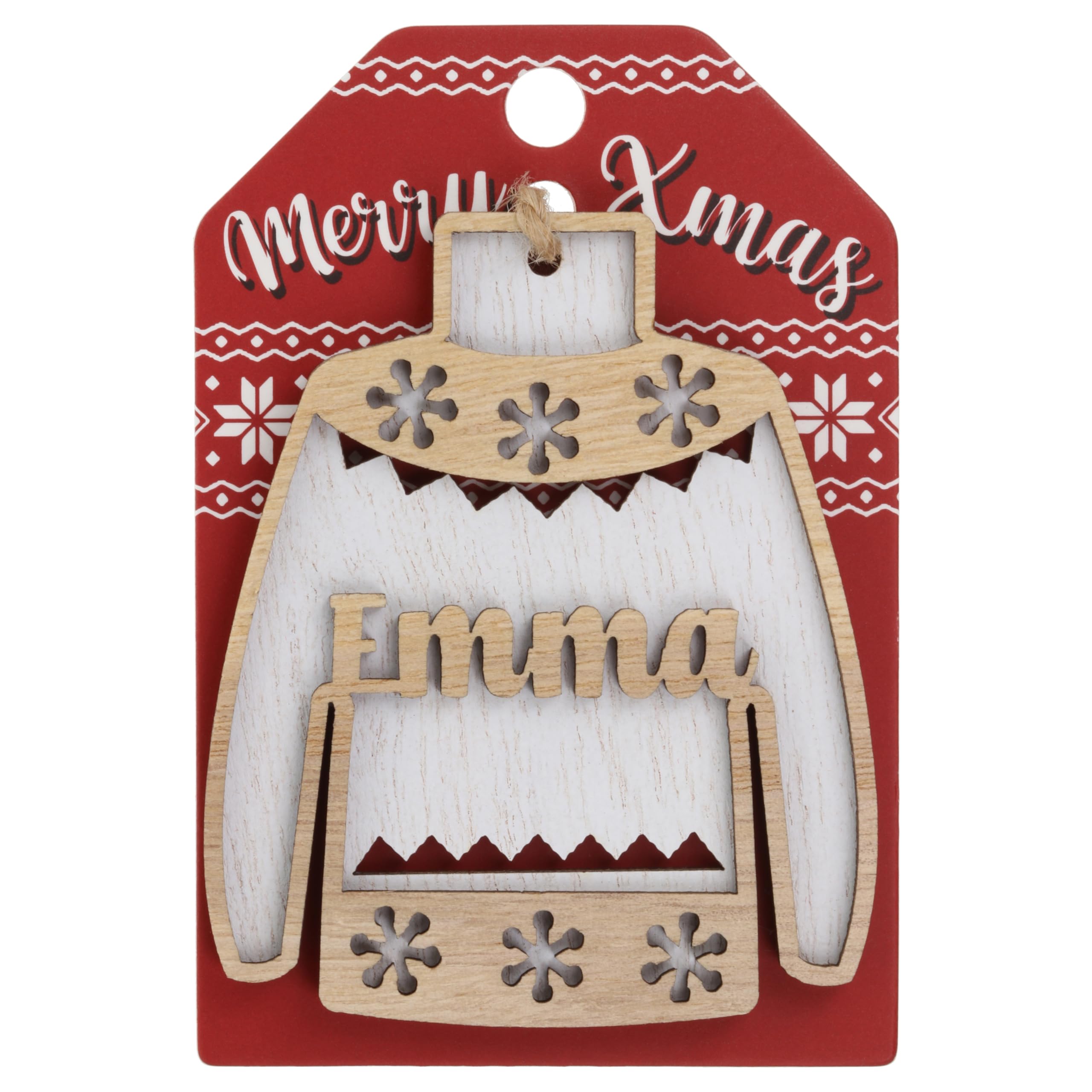 Stands Out, Supplying Outstanding Gifts Emma Name Christmas Jumper Wooden Tree Decoration Personalised Bauble Xmas White